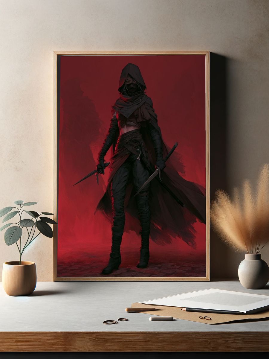 Shadow Assassin Digital Art Poster. — room view 2