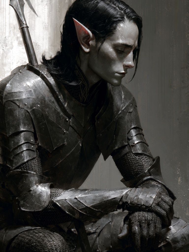 Elven Warrior Portrait Print. poster detail