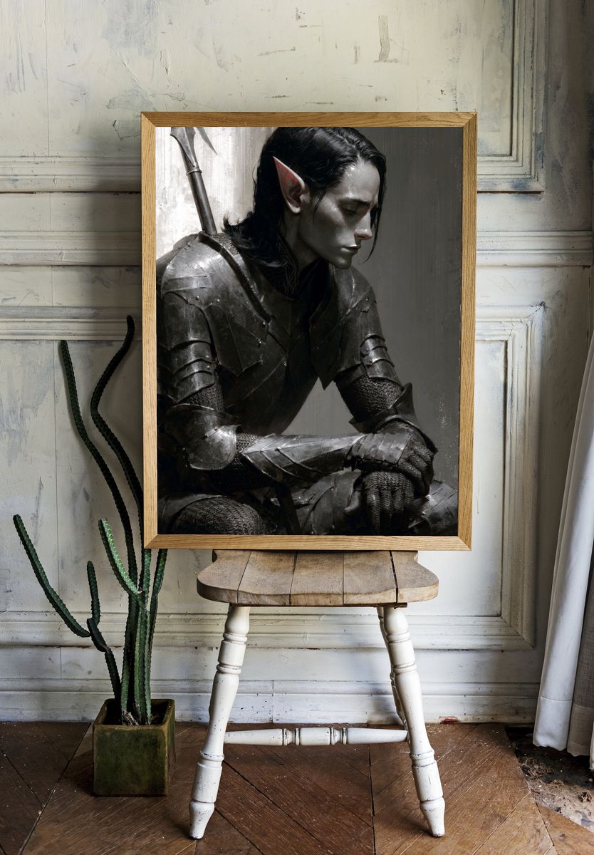 Elven Warrior Portrait Print. room preview