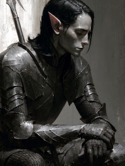 Elven Warrior Portrait Print. poster