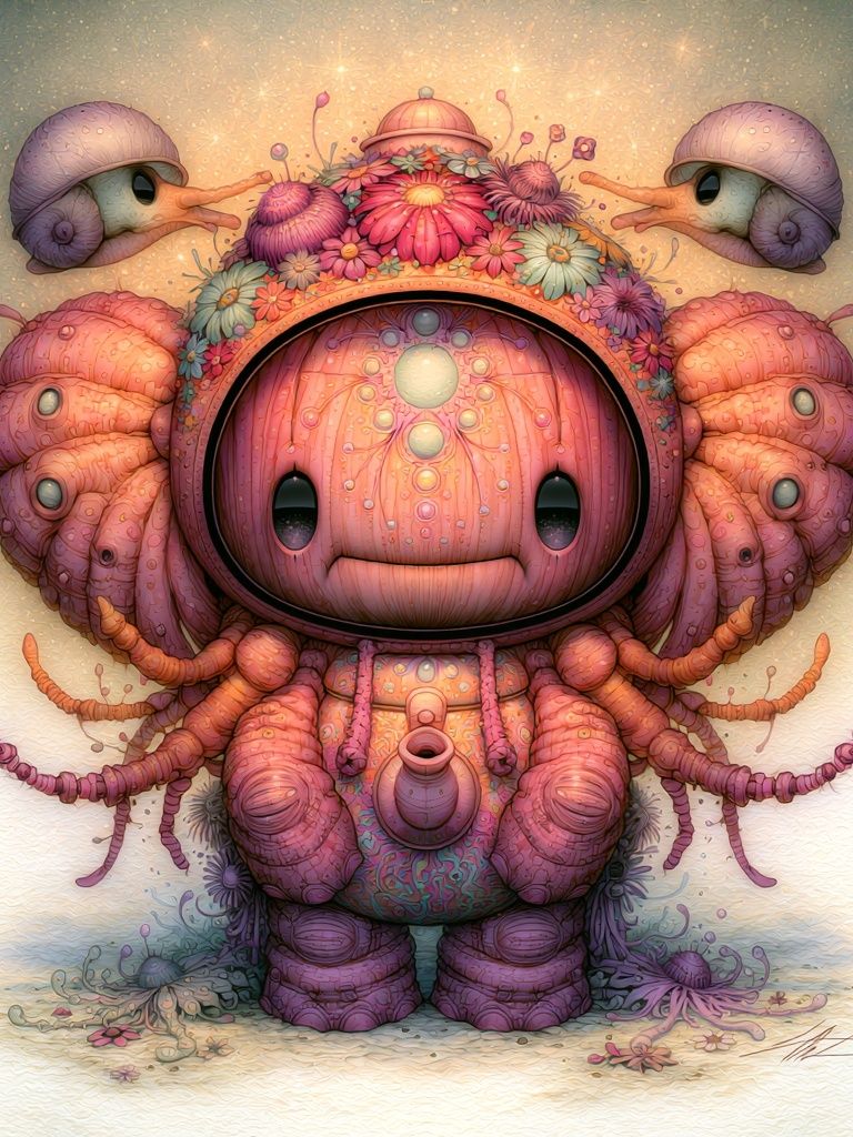 Floral Astronaut Creature Illustration Poster. poster — illustration art
