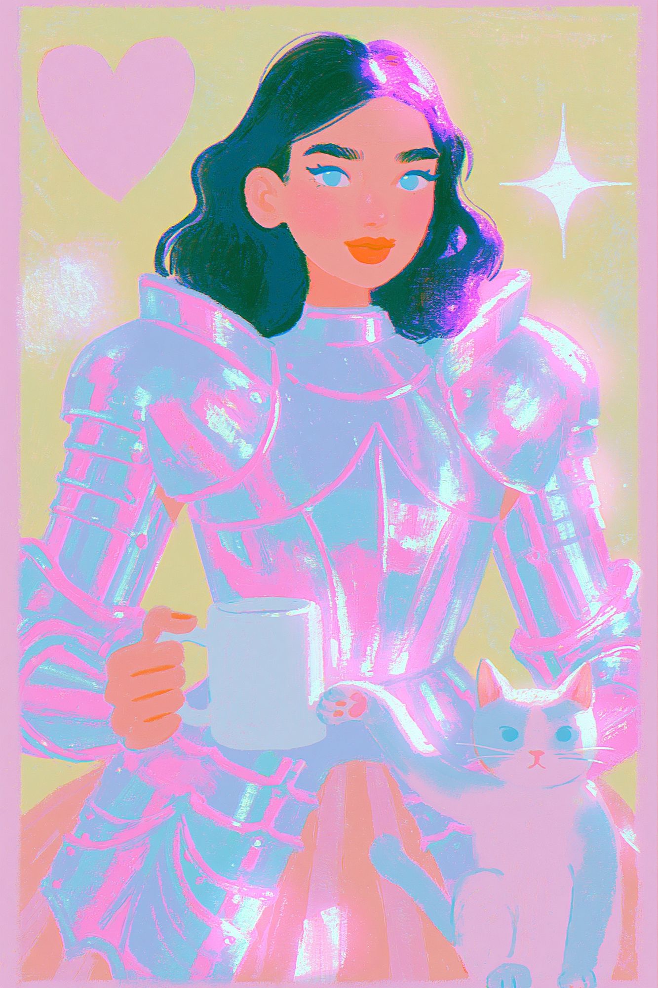 Pastel Knight Girl Illustration Poster. poster — illustration art
