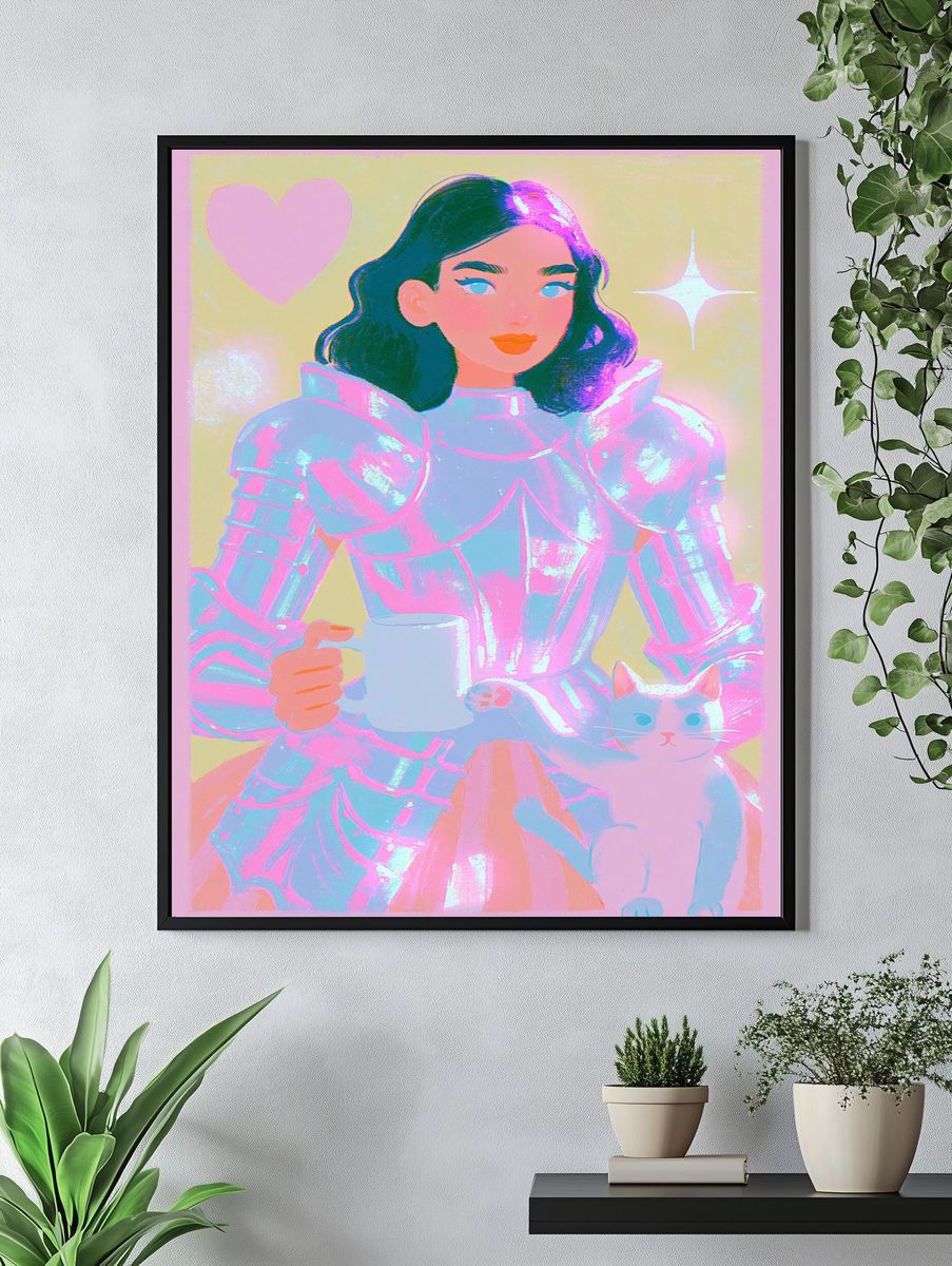 Pastel Knight Girl Illustration Poster. — room view 4