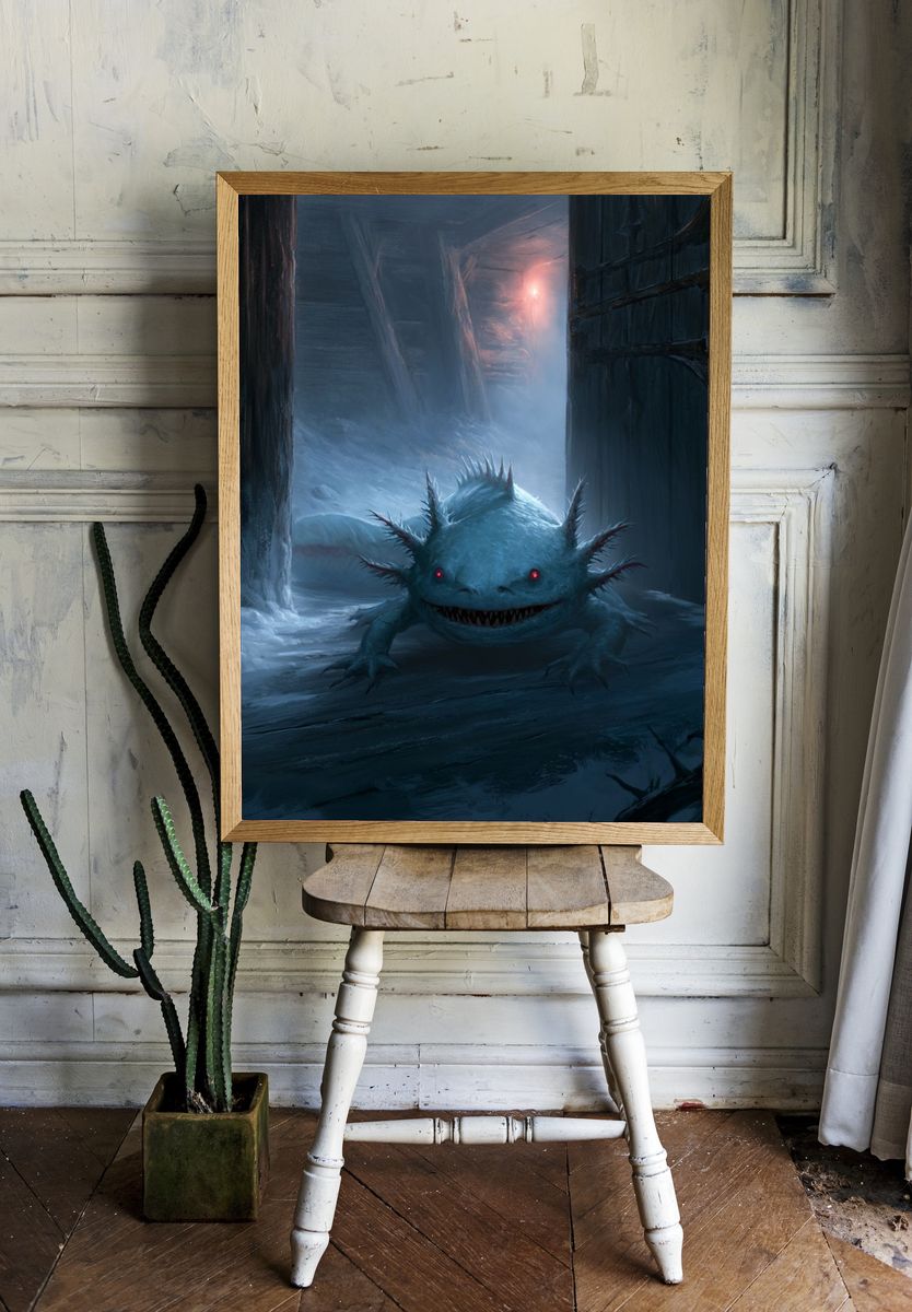 Ice Cave Axolotl Fantasy Poster. — room view 1