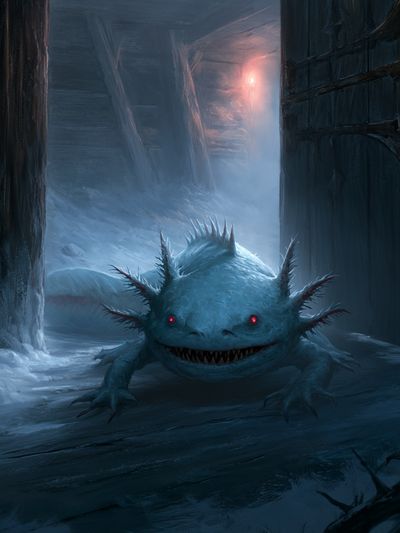 Ice Cave Axolotl Fantasy Poster.
