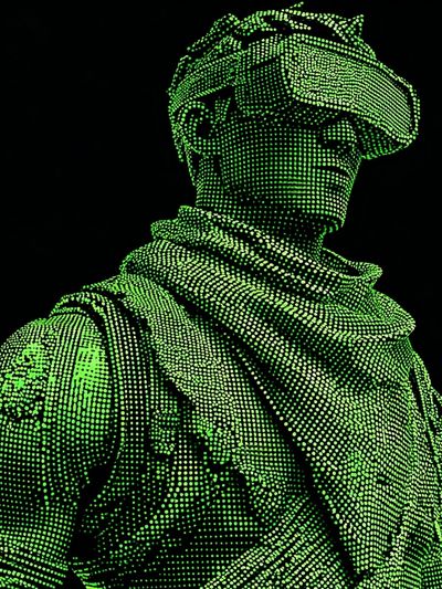 Neon Halftone Soldier Digital Art Poster. poster print