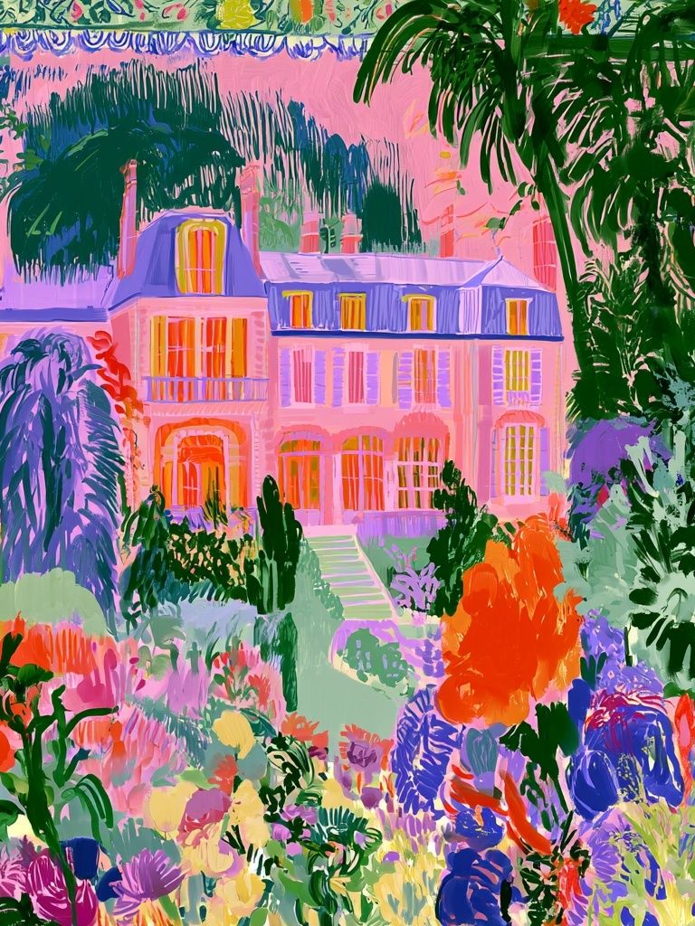 Pastel Garden Manor Illustration Poster. poster — illustration art