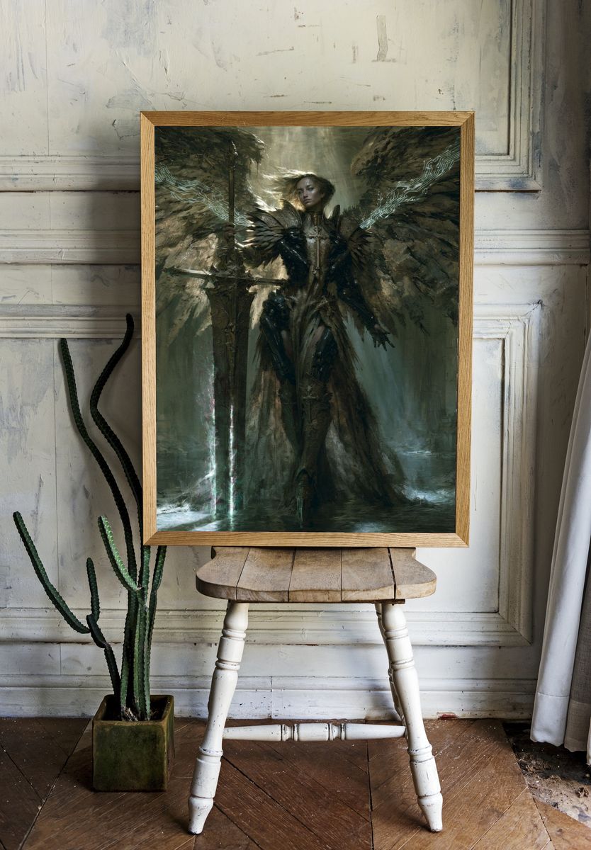 Winged Warrior Fantasy Print. — room view 1