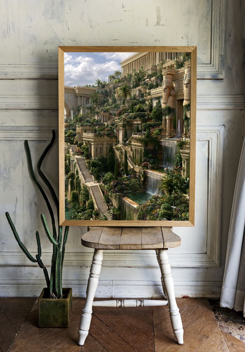 Hanging Gardens of Babylon Print. — room view 1