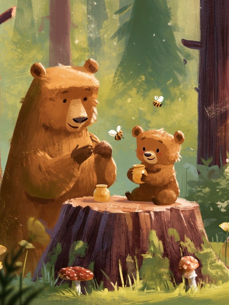 Forest Bears Illustration Poster. poster detail