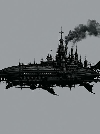Steampunk Airship Fortress Print. poster print
