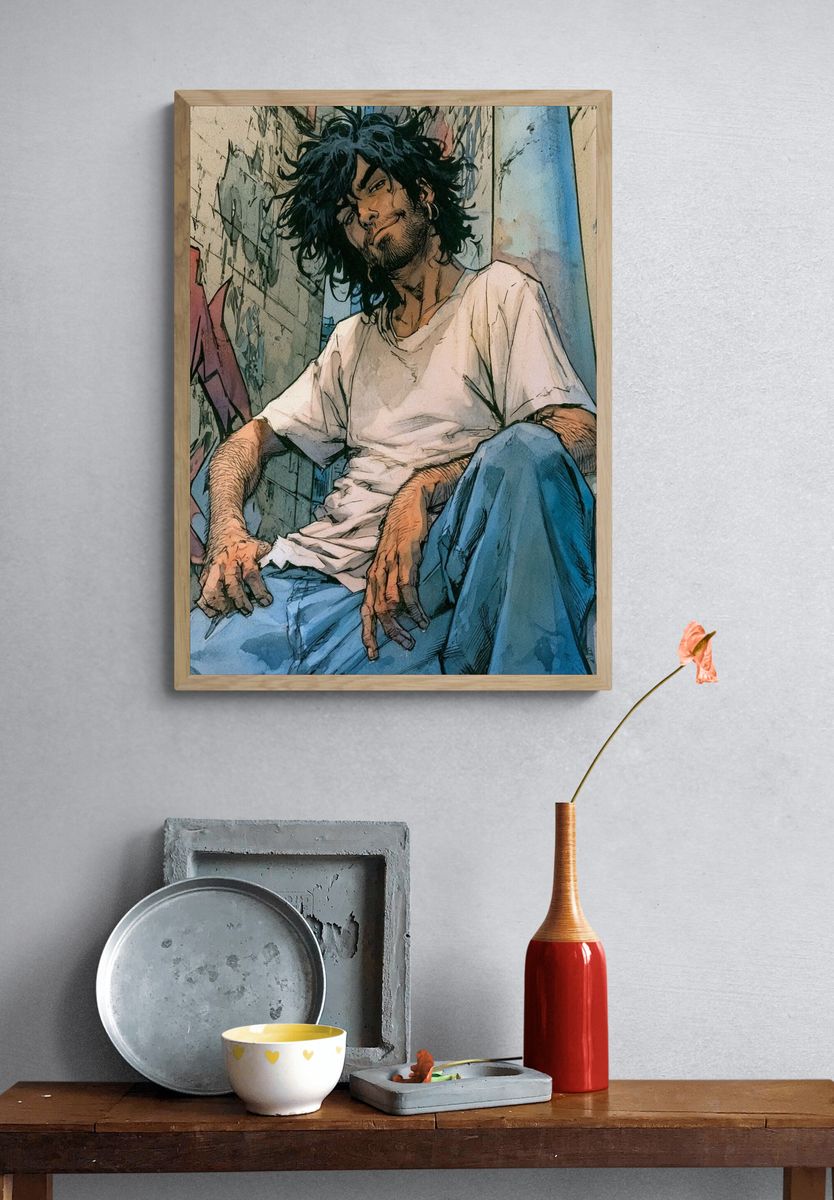 Graffiti Alley Portrait Illustration Poster. — room view 3