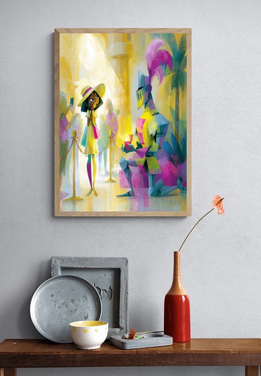 Stylized Couple Illustration Poster. — room view 3
