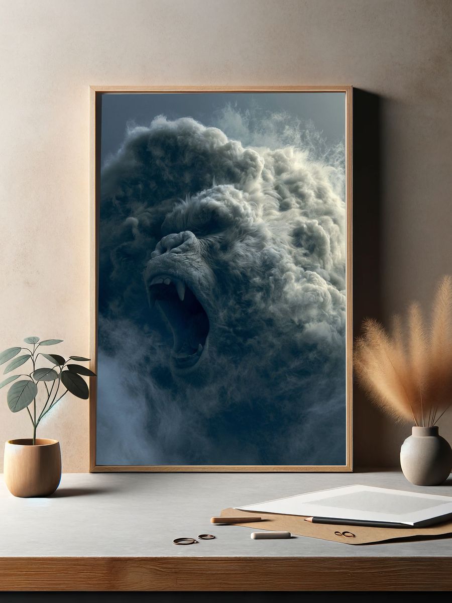 Roaring Cloud Beast Illustration Poster. — room view 2