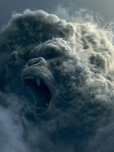 Roaring Cloud Beast Illustration Poster. poster print
