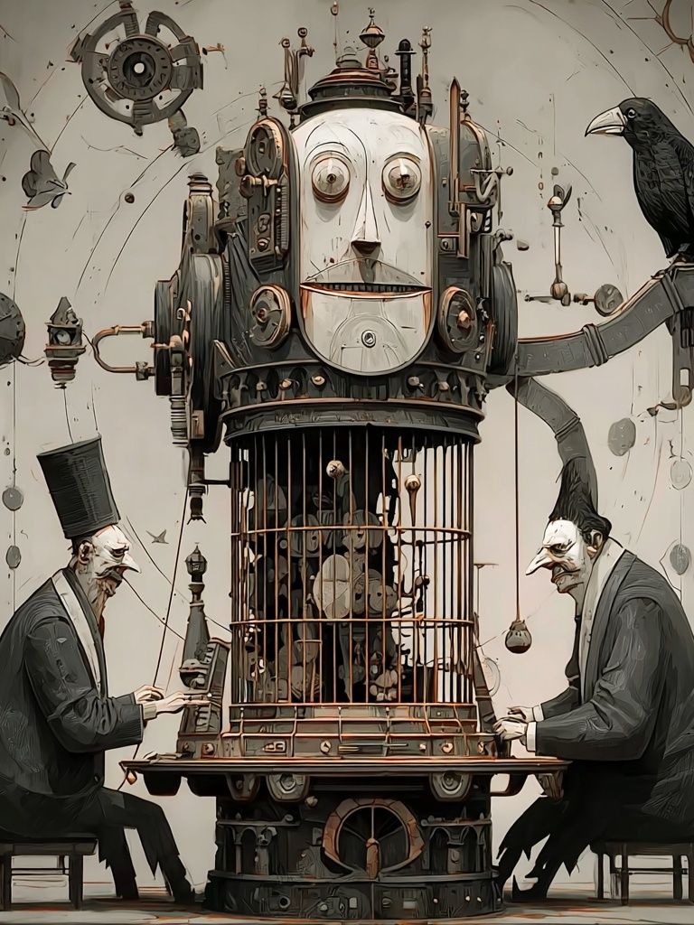 Surreal Mechanical Orchestra Print. poster — illustration art