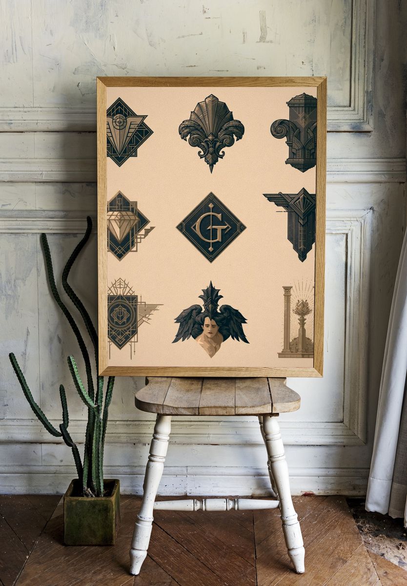 Art Deco Emblems Illustration Poster. room preview