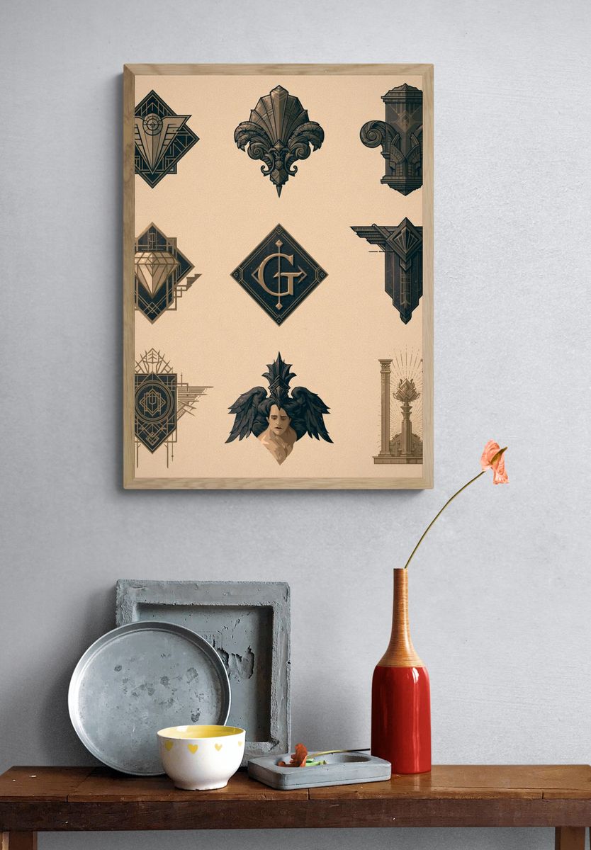 Art Deco Emblems Illustration Poster. — room view 3