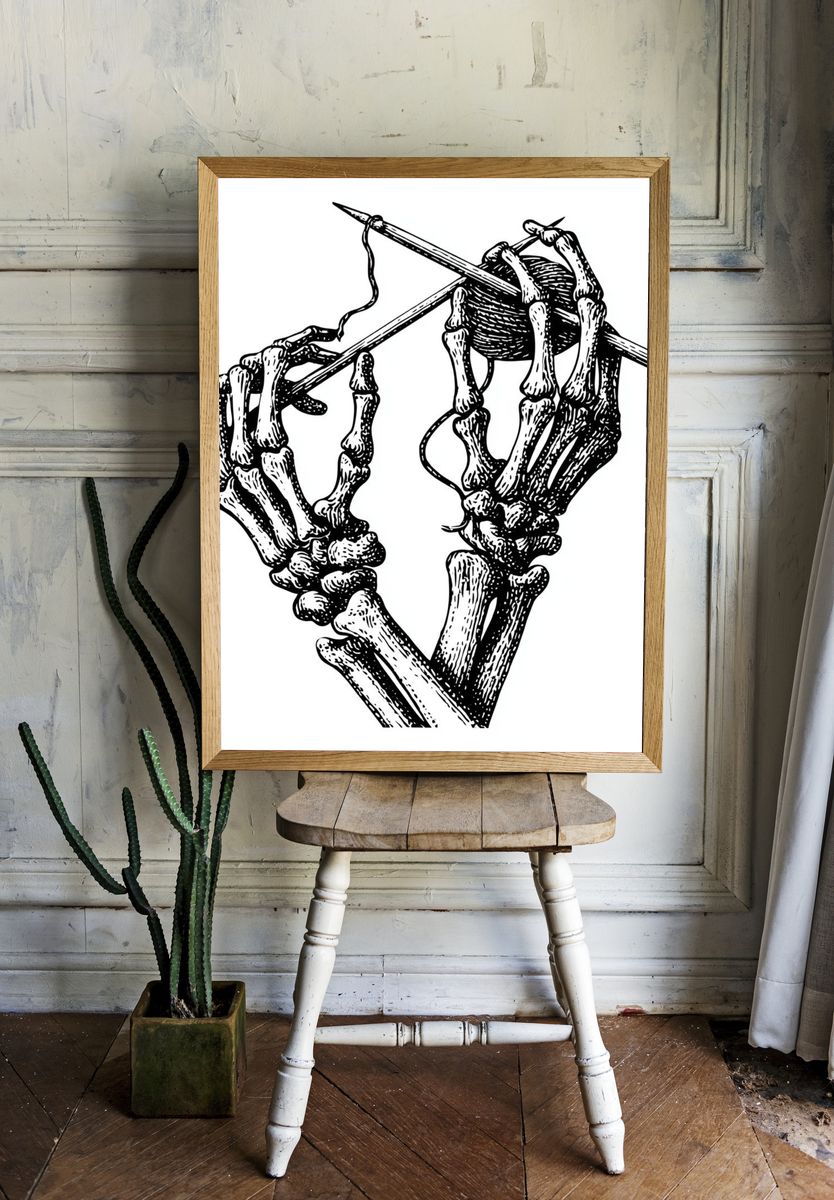Skeleton Hands Illustration Poster. room preview