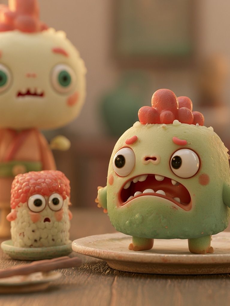 Cute Monster Figurines Illustration Poster. poster — illustration art