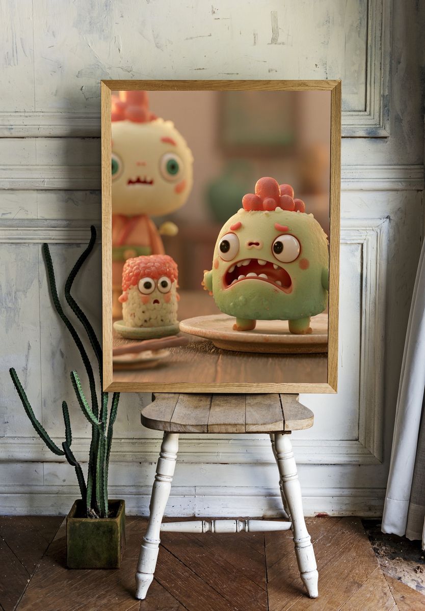 Cute Monster Figurines Illustration Poster. — room view 1