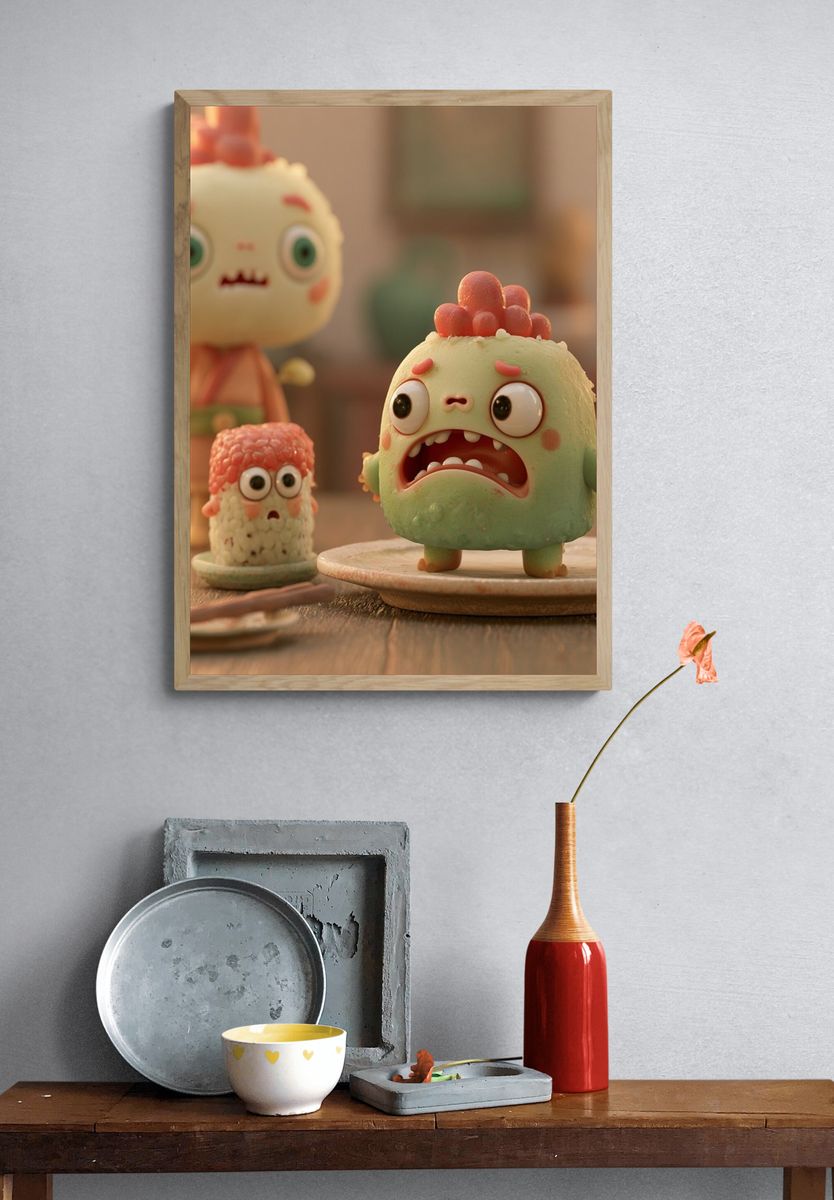 Cute Monster Figurines Illustration Poster. — room view 3