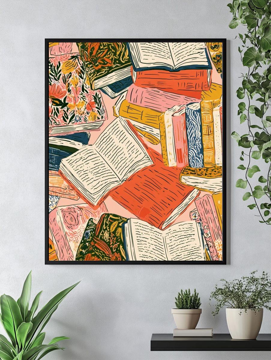 Colorful Books Illustration Poster. — room view 4