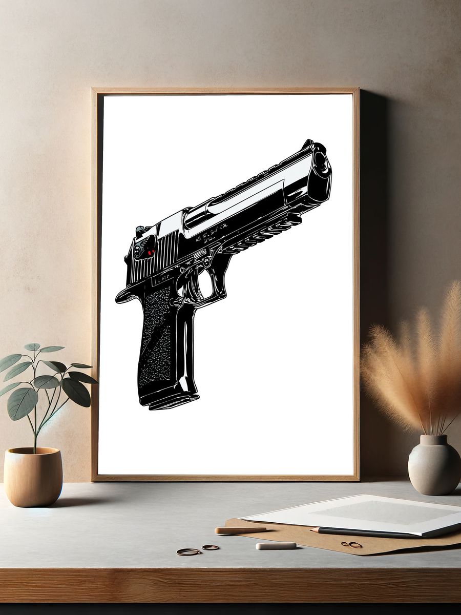 Handgun Line Art Poster. — room view 2
