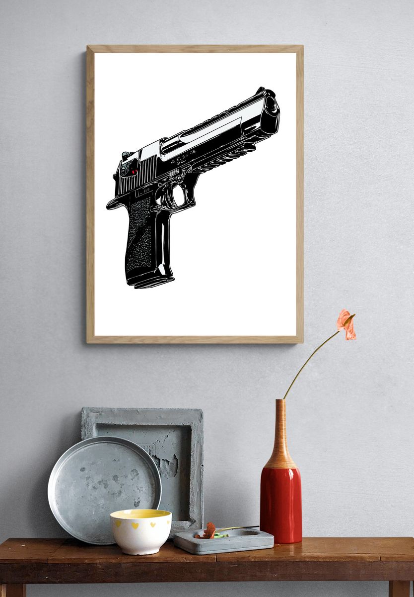 Handgun Line Art Poster. — room view 3