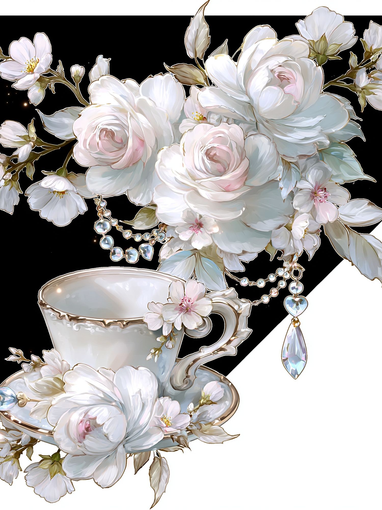 Blossom Teacup Floral Print. poster detail