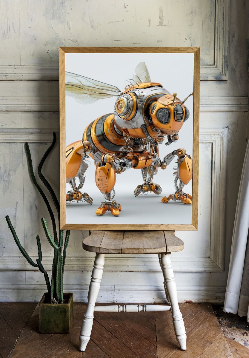 Mechanical Bee Digital Art Poster. room preview