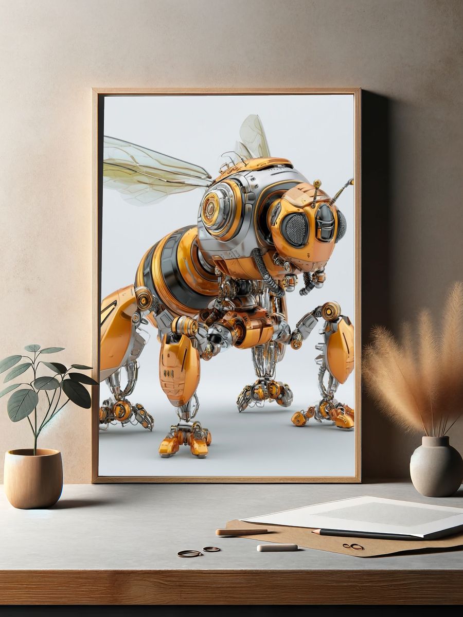 Mechanical Bee Digital Art Poster. — room view 2