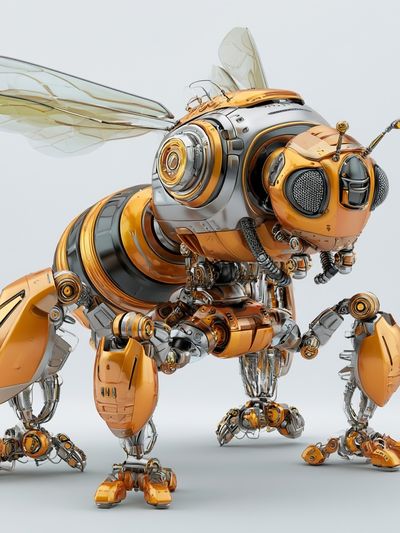 Mechanical Bee Digital Art Poster.
