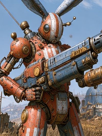 Steampunk Rabbit Warrior Poster.