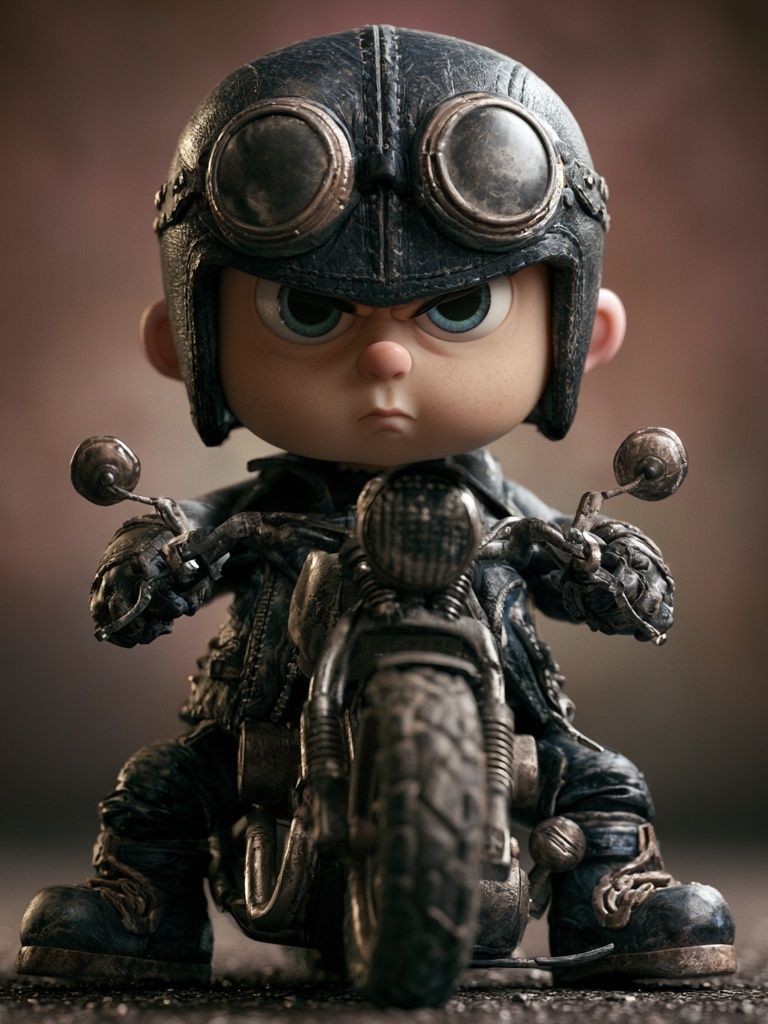 Gritty Biker Kid Illustration Poster. poster detail