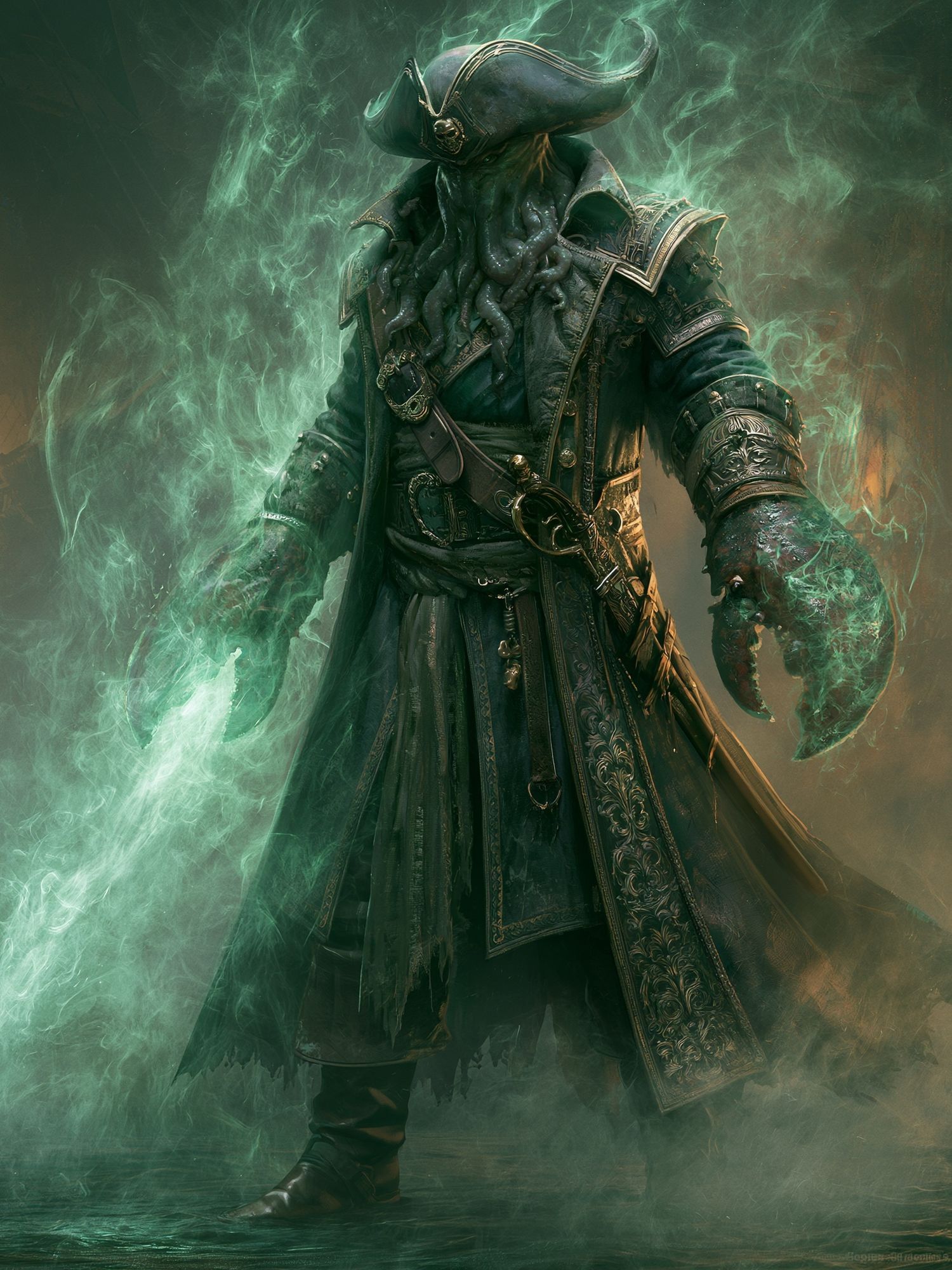 Cthulhu Pirate Digital Art Print. poster — illustration art