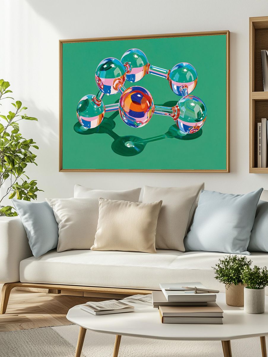 Colorful Molecular Structure Poster. — room view 2