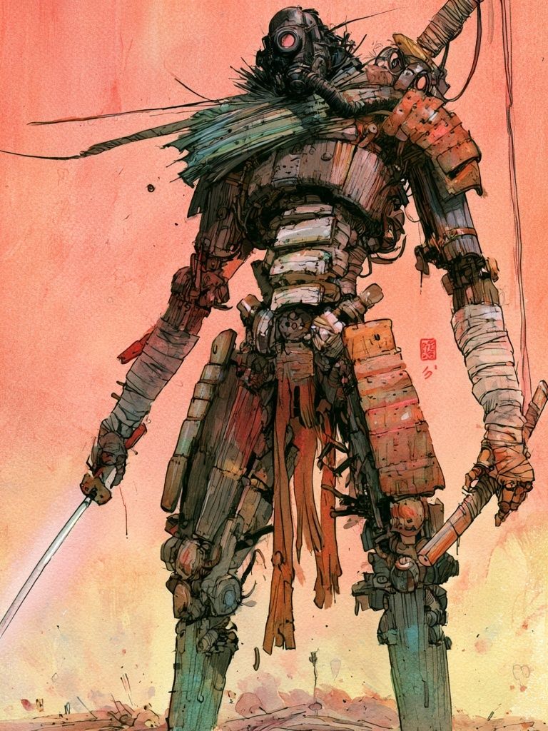 Samurai Mecha Warrior Illustration Poster. poster detail