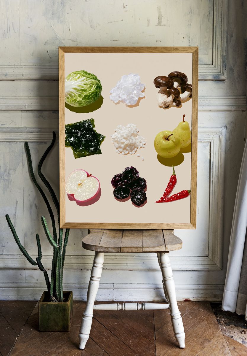 Still Life Produce Illustration Poster. — room view 1