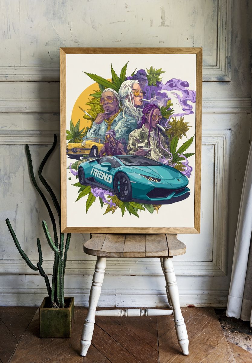 Cannabis Culture Illustration Poster. — room view 1