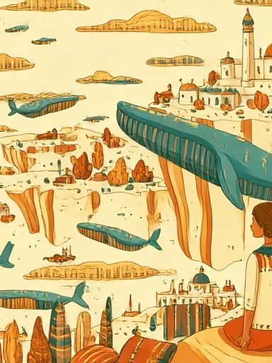 Whale City Dreamscape Illustration Poster. poster — illustration art
