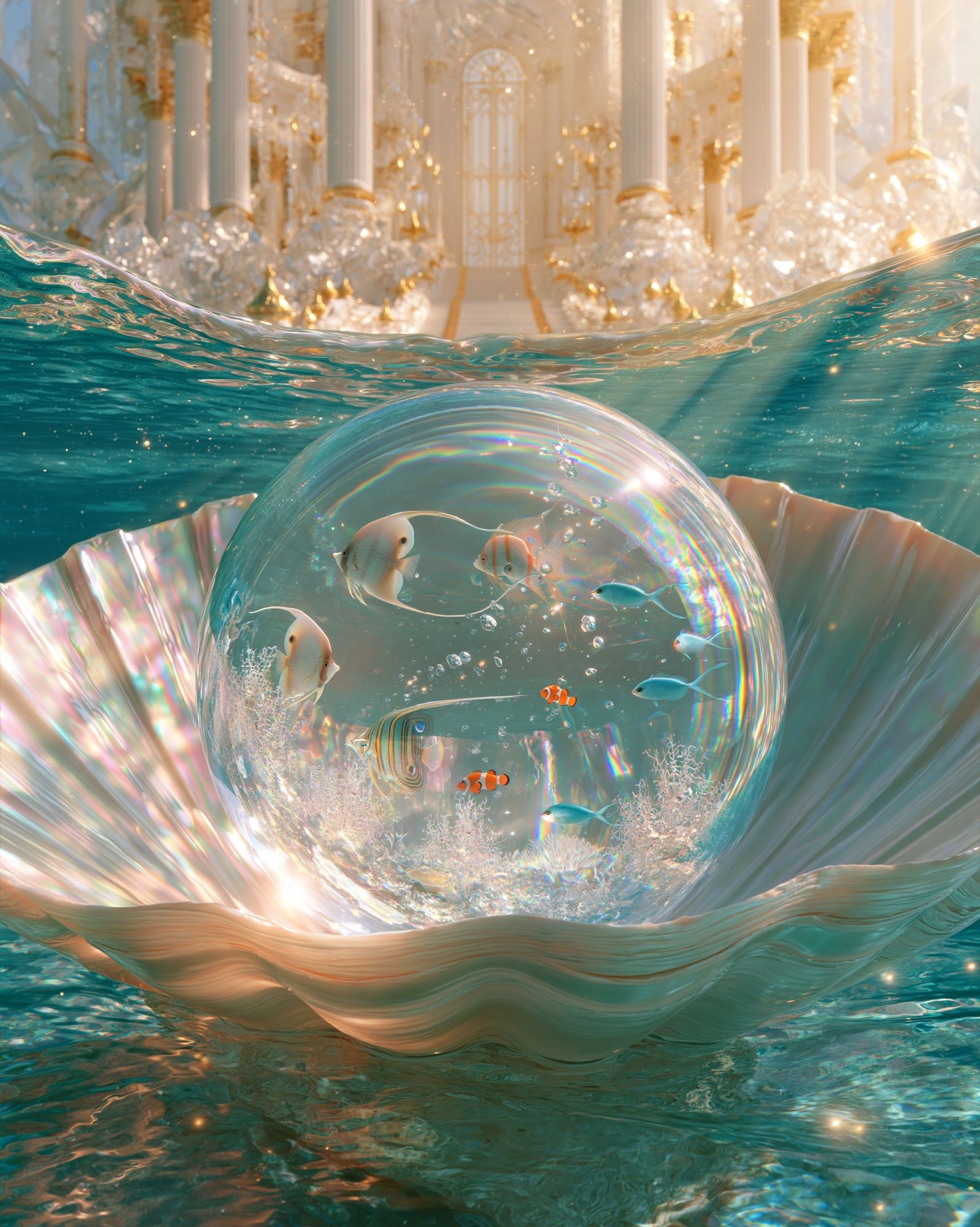 Dreamy Ocean Fantasy Illustration Poster. poster — illustration art
