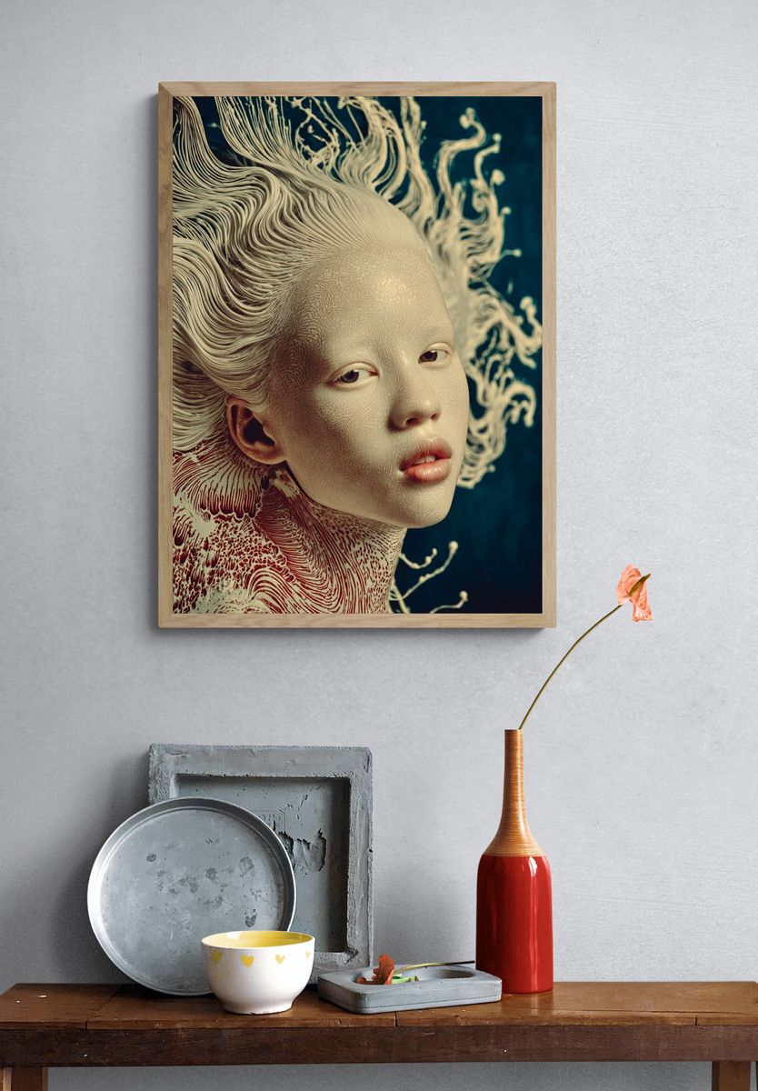 Surreal Portrait Digital Art Print. — room view 3