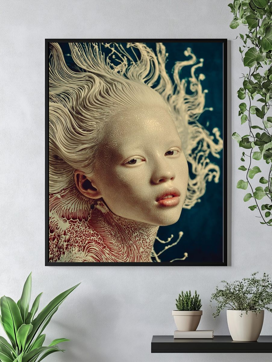 Surreal Portrait Digital Art Print. — room view 4