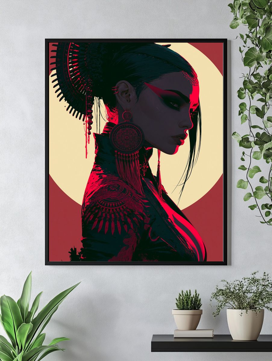 Geisha Neon Portrait Print. — room view 4