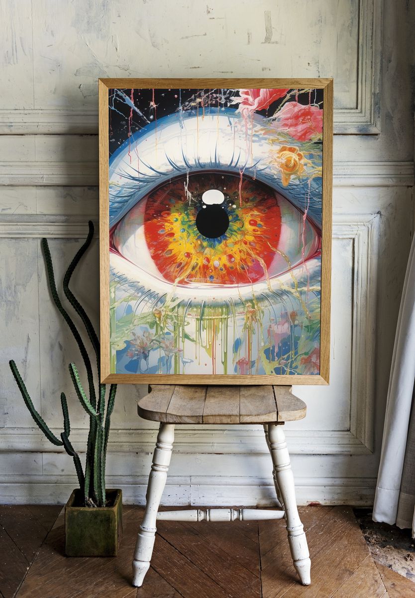 Surreal Rainbow Eye Illustration Poster. — room view 1