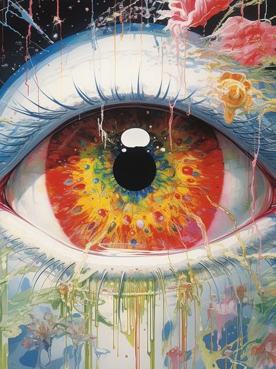 Surreal Rainbow Eye Illustration Poster. poster