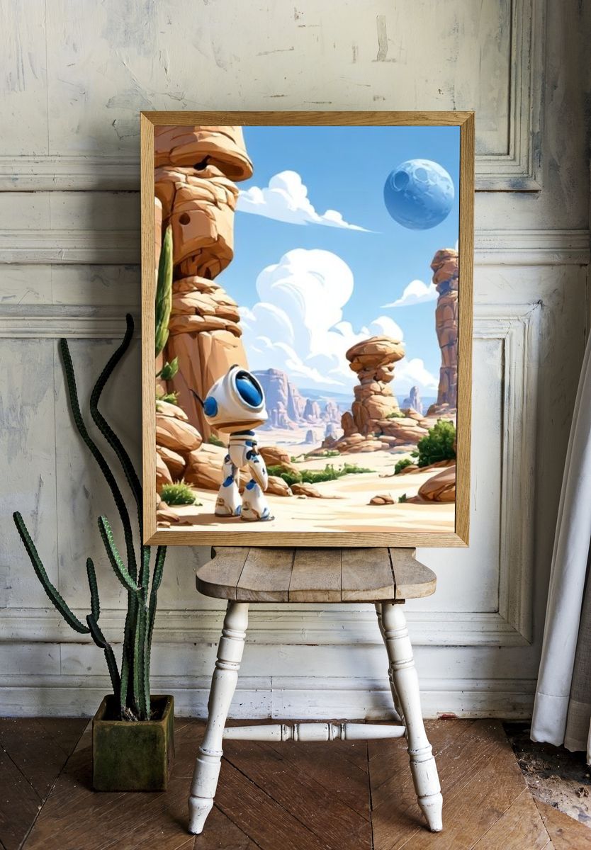 Astronaut Desert Landscape Illustration Poster. room preview