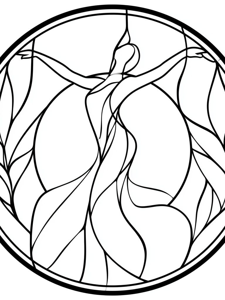 Stained Glass Dancer Line Art Poster. poster — illustration art