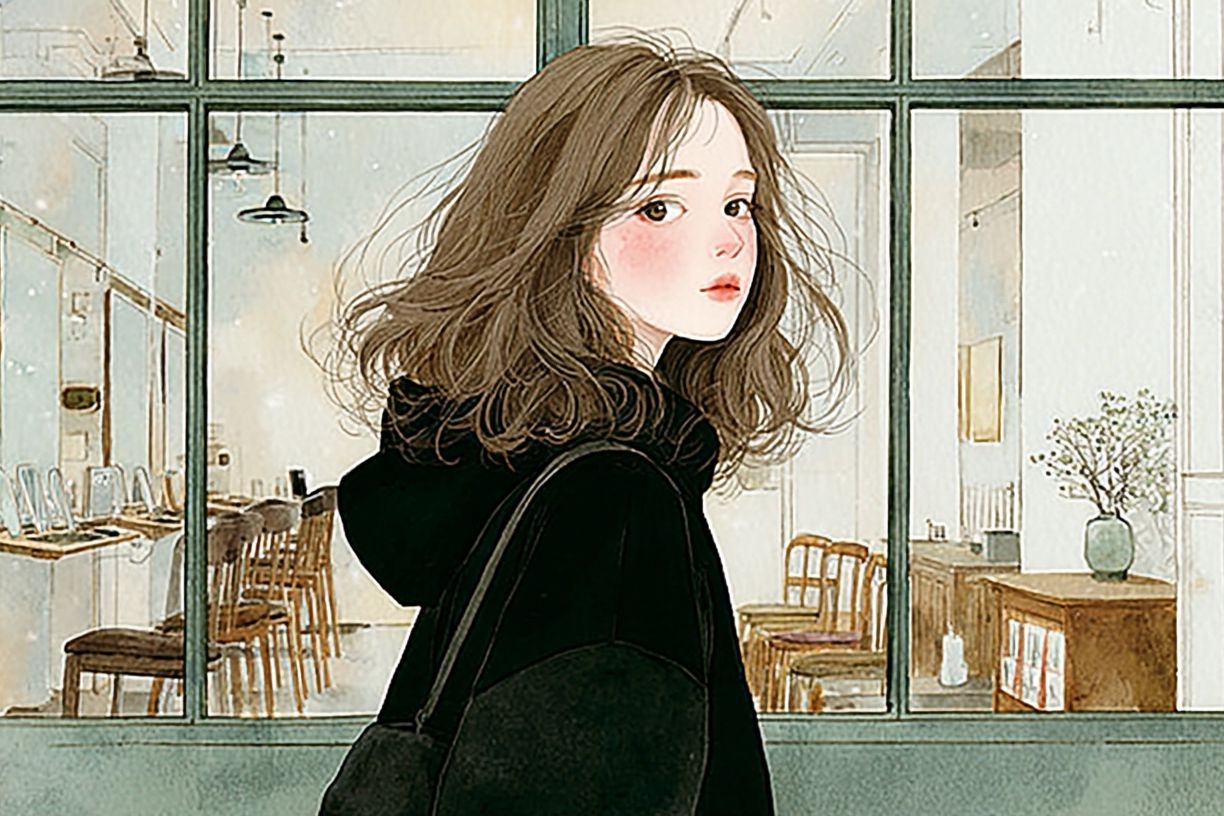 Girl by the Window Illustration Print. poster — illustration art